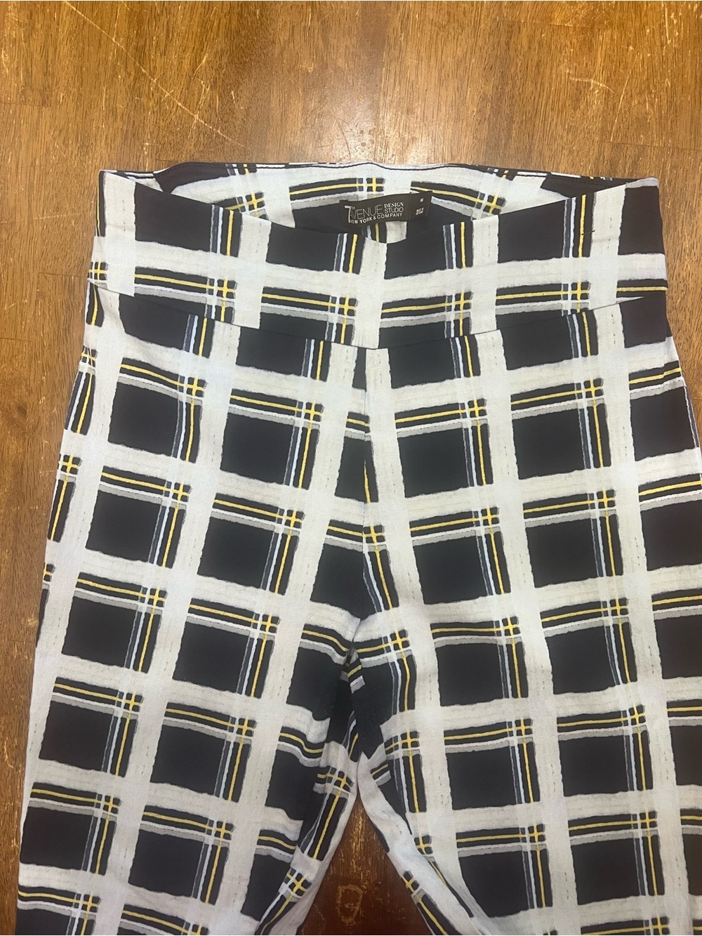 New York & Company Navy, Light Blue & Yellow Patterned Top - Picture 2 of 4